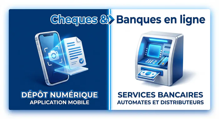 Quelle banque en ligne accepte les chèques ? Le top 4 - Encaisser un chèque en ligne : Guide 2026 - Comment déposer un chèque en banque en ligne ? Miniature banques en ligne et chèques